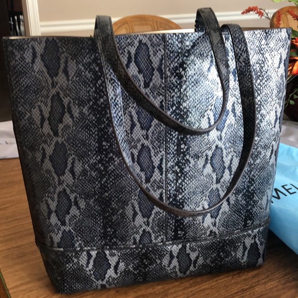 Antonio Melani Snakeskin Python Embossed Leather Tote - Picture 4 of 11